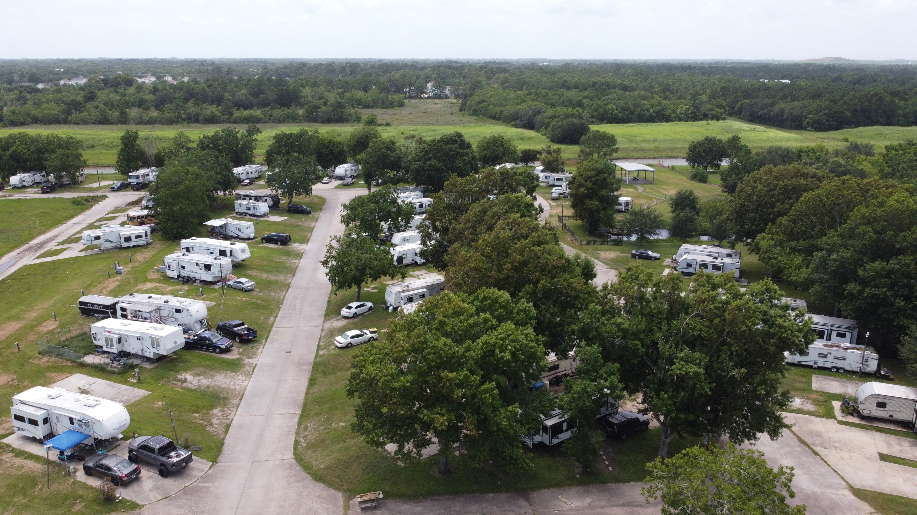 Lazy D RV Park – aerial photo of RV sites and trees